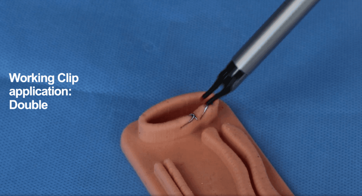 Working clip application during simulated procedure